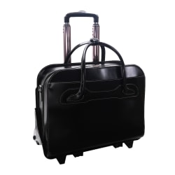 McKlein Willow Brook Leather Detachable-Wheeled Briefcase, Black