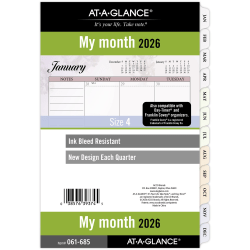 AT-A-GLANCE® 2026 Monthly Planner Refill, Loose-Leaf, Desk Size, 5 1/2" x 8 1/2"
