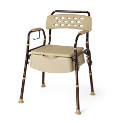 Medline Elements Bedside Commode With Microban®, 19 1/8"H x 24 5/8"W x 12"D, Bronze