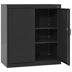 Sandusky Classic Series Medium-Duty Assembled Counter-Height Storage Cabinet, 36"H x 36"W x 24"D, Black