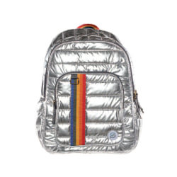 SYDNEY PAIGE X BAZIC Products RALEIGH Puff Backpack, 18", Silver Rainbow