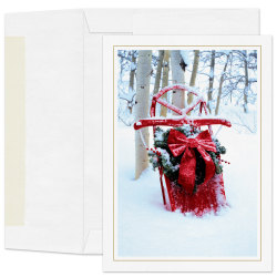 Custom Full-Color Holiday Cards With Envelopes, 7" x 5", Winter Activity, Box Of 25 Cards/Envelopes