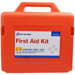 First Aid Only ANSI A 2021 50-Person Weatherproof First Aid Kit, 13-1/2"H x 13"W x 4-1/2"D, Orange