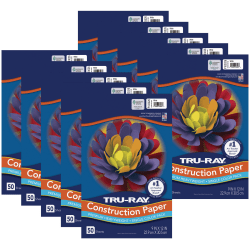 Tru-Ray Construction Paper, Heavyweight, 9" x 12", White, 50 Sheets Per Pack, Set Of 10 Packs