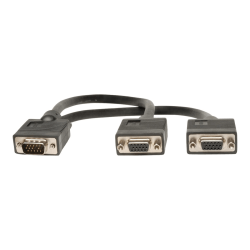 Tripp Lite 1ft VGA Monitor Y Splitter Cable HD15 M/2xF 1' - VGA splitter - HD-15 (VGA) (F) to HD-15 (VGA) (M) - 1 ft - molded - gray