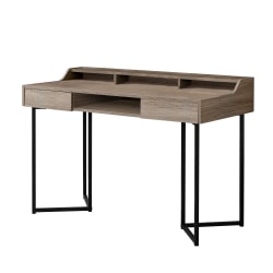 Monarch Specialties 48"W Computer Desk With Shelves, Dark Taupe/Black