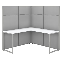 Bush Business Furniture Easy Office 60"W L-Shaped Cubicle Desk Workstation With 66"H Panels, Pure White/Silver Gray, Standard Delivery