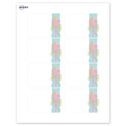 Avery® Printable Adhesive Name Badges/Preprinted Designs, Rectangle, S00-EVS, 2-1/3" x 3-3/8", Matte White/Watercolors/Gold Ginkgo Leaves, Pack Of 80