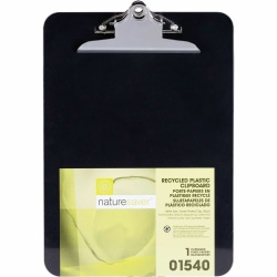 Nature Saver® Plastic Clipboards, 8 1/2" x 12", 100% Recycled, Black