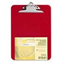 Nature Saver® Plastic Clipboards, 9" x 12", 100% Recycled, Red