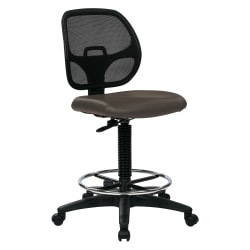 Office Star™ WorkSmart Deluxe Mid-Back Dillon Fabric Drafting Chair, Gray