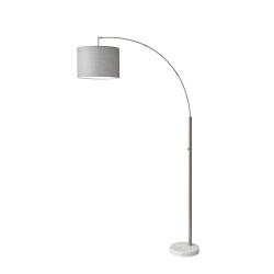 Adesso® Bowery Arc Floor Lamp, 73 1/2"H, Gray Shade/White Base