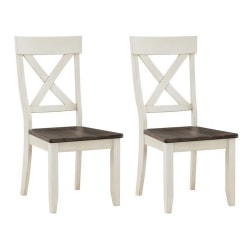 Coast to Coast Wharf Crossback Dining Chairs, Brown/Bar Harbor Cream, Set Of 2 Chairs
