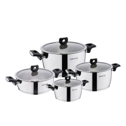 Korkmaz Nora 8-Piece Stainless Steel Casserole Cookware Set, Silver