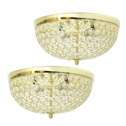 Lalia Home Crystal Glam 2-Light Ceiling Flush-Mount Lights, Gold/Crystal, Pack Of 2 Lights