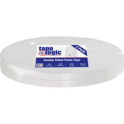 Tape Logic® Double Sided Foam Tape, 1/32", 1" x 72 Yd., White, Case Of 2