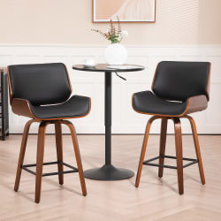 Glamour Home Beate Faux Leather Counter Height Stool With Back, Black