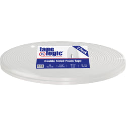 Tape Logic® Double Sided Foam Tape, 1/16", 1/2" x 36 Yd., White, Case Of 2