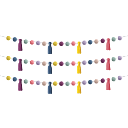 Teacher Created Resources® Garlands, Pom-Poms And Tassels, 60", Pack Of 3 Garlands