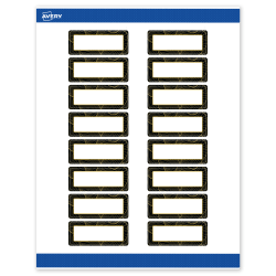 Avery® Printable Labels With Sure Feed® Technology, S00-ETF, Rectangle, 1" x 2-5/8", Matte White With Preprinted Black/Gold Vein Border, Pack Of 160