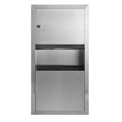 Alpine Surface-Mounted Paper Towel Dispenser/Waste Receptacle, 28"x 14"x 4", Silver