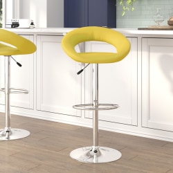 Flash Furniture Contemporary Vinyl Rounded Orbit-Style Back Adjustable Height Barstool with Chrome Base, Yellow