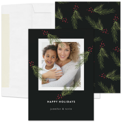Custom Full-Color Photo Holiday Cards And Envelopes, 5" x 7", Simple Holidays, Box Of 25 Cards