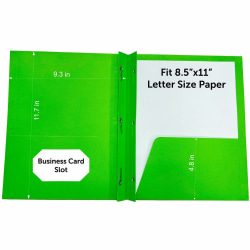 Sparco Letter Pocket Folder - 8 1/2" x 11" - 3 x Double Prong Fastener - 2 Internal Pocket - Apple Green - 1 Box