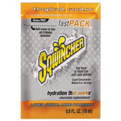 Sqwincher Fast Pack® Electrolyte Replenishment Concentrate, Tropical Cooler, 0.6 Oz, Case of 200