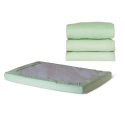 Foundations Safefit Elastic Cotton Fitted Sheets, Compact Size, Mint, Pack Of 2 Sheets