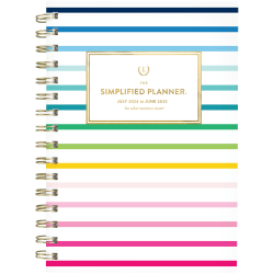 2024-2025 AT-A-GLANCE® Simplified By Emily Ley Weekly/Monthly Academic Planner, 5-1/2" x 8-1/2", Happy Stripe, July 2024 To June 2025, EL24-200A