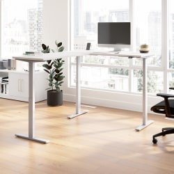 Bush Business Furniture Move 60 Series 60"W Height Adjustable L Shaped Standing Desk, White/Cool Gray Metallic, Standard Delivery
