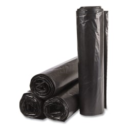 Interplast Group High Density Commercial Can Liner Value Pack, 45 gal, 19 mic, 40" x 46", Black, Interleaved Roll, 25 Bags/Roll, 6 Rolls/CT