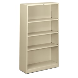 HON® Brigade® Steel Modular Shelving Bookcase, 4 Shelves, 60"H x 34-1/2"W x 12-5/8"D, Putty