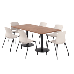 KFI Studios Proof Rectangle Pedestal Table With Imme Chairs, 31-3/4"H x 72"W x 36"D, River Cherry Top/Black Base/Moonbeam Chairs