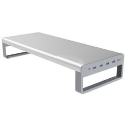 OTM Essentials Desktop Riser, 3"H x 21-7/16"W x 7-7/8"D, Silver