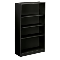 HON Brigade 4 Shelf Transitional Modular Shelving Bookcase,60"H x 34-1/2"W x 12-5/8"D, Black
