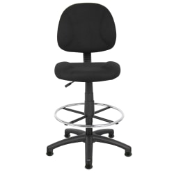 Boss Office Products Fabric Ergonomic Drafting Stool With Back, Black