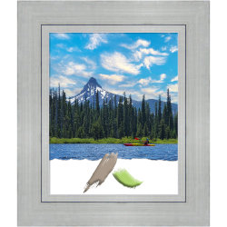 Amanti Art Wood Picture Frame, 23" x 27", Matted For 16" x 20", Romano Silver