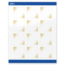 Avery® Printable Labels With Sure Feed® Technology, S00-EWA, Square, 2" x 2", Glossy White With Preprinted Gold-Blush Pattern, Pack Of 120