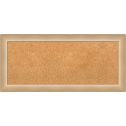 Amanti Art Rectangular Non-Magnetic Cork Bulletin Board, Natural, 33" x 15", Eva Ombre Gold Narrow Plastic Frame