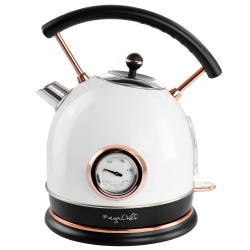 MegaChef 1.8L Half Circle Electric Tea Kettle With Thermostat, White