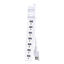 CyberPower® Essential Series B704 7-Outlet Surge Protector Power Strip, 4’, White