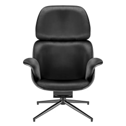 Eurostyle Lennart Faux Leather And Fabric Swivel Lounge Guest Chair, Black