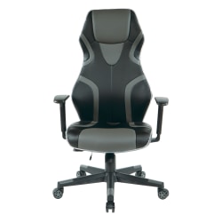 Office Star™ Rogue Faux Leather Gaming Chair, Gray/Black