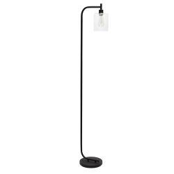 Simple Designs Iron Floor Lamp, 67"H, Black Base/Clear Shade