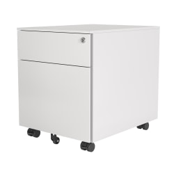 Fellowes® MP™ Series 20"D Vertical 2-Drawer Mobile Storage Pedestal File Cabinet, White