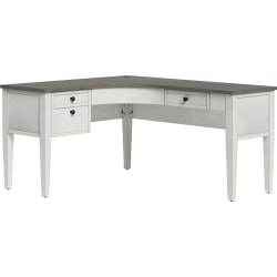 Whalen® Lagron 60"W Wood L-Shaped Corner Desk, Arctic White/Shadow Gray