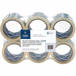 Business Source Acrylic Packing Tape - 55 yd x 3"x 2.5 mil Thickness - 3" Core - Clear - Pressure-sensitive Poly - Acrylic Backing -  - 44415