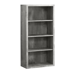 Monarch Specialties 48"H 4-Shelf Adjustable Bookcase, Gray Woodgrain